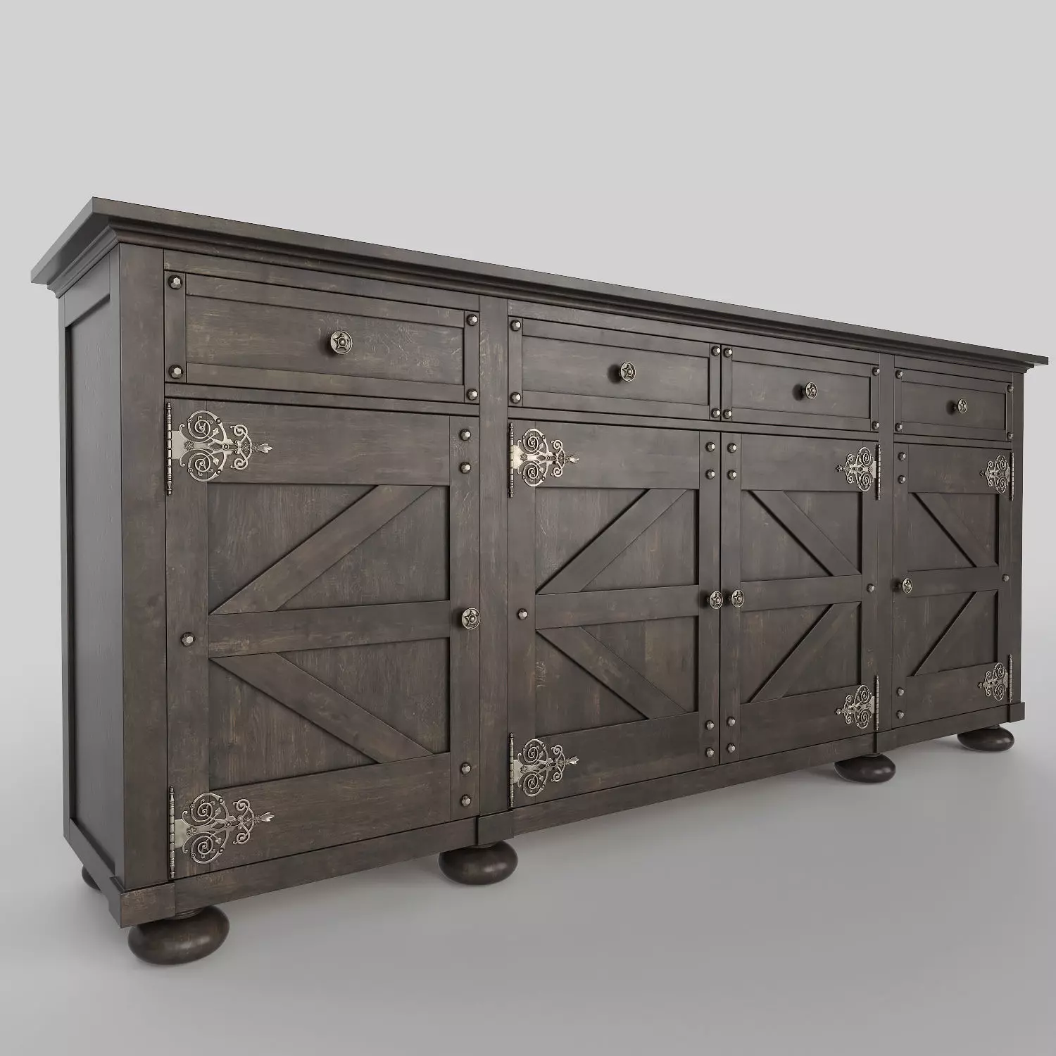 Hooker Vintage West Credenza 3D model_0