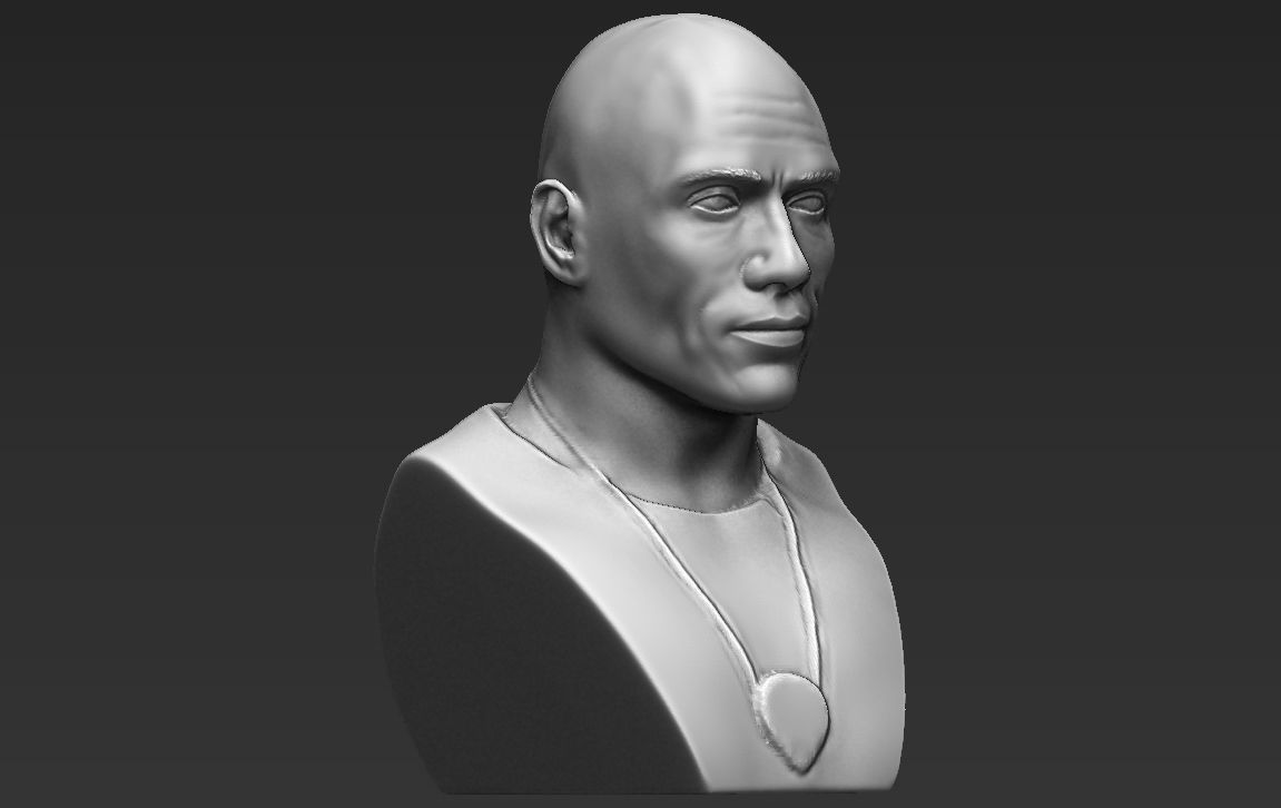 Dwayne Rock Johnson bust ready for full color 3D printing  3D print model_35