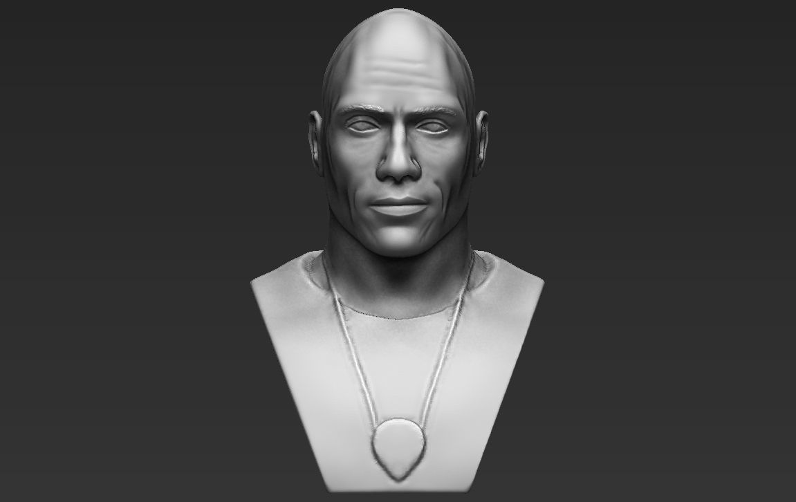 Dwayne Rock Johnson bust ready for full color 3D printing  3D print model_24