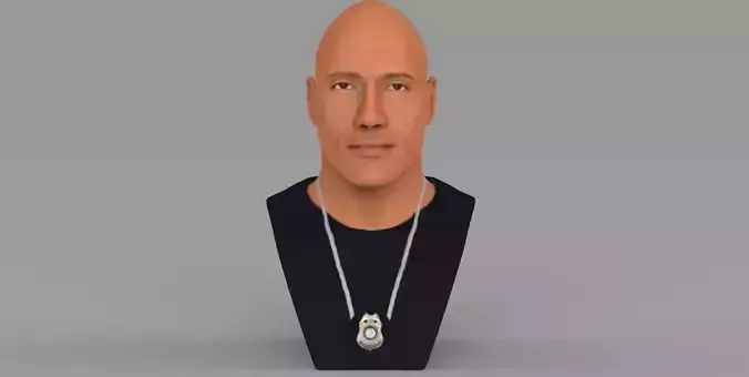 Dwayne Rock Johnson bust ready for full color 3D printing  3D print model