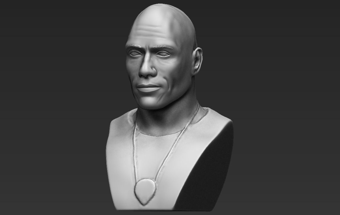 Dwayne Rock Johnson bust ready for full color 3D printing  3D print model_25