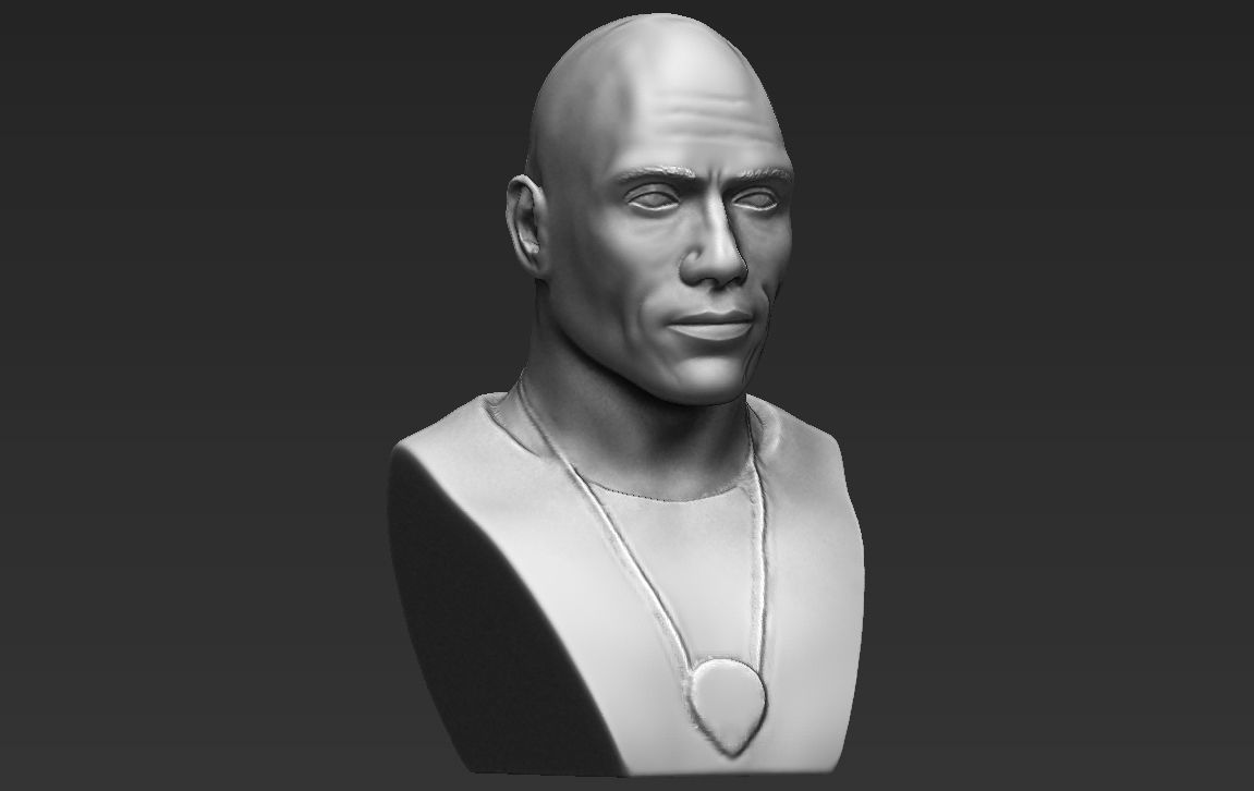 Dwayne Rock Johnson bust ready for full color 3D printing  3D print model_34