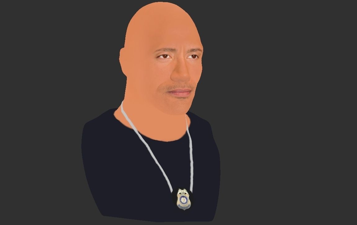 Dwayne Rock Johnson bust ready for full color 3D printing  3D print model_23