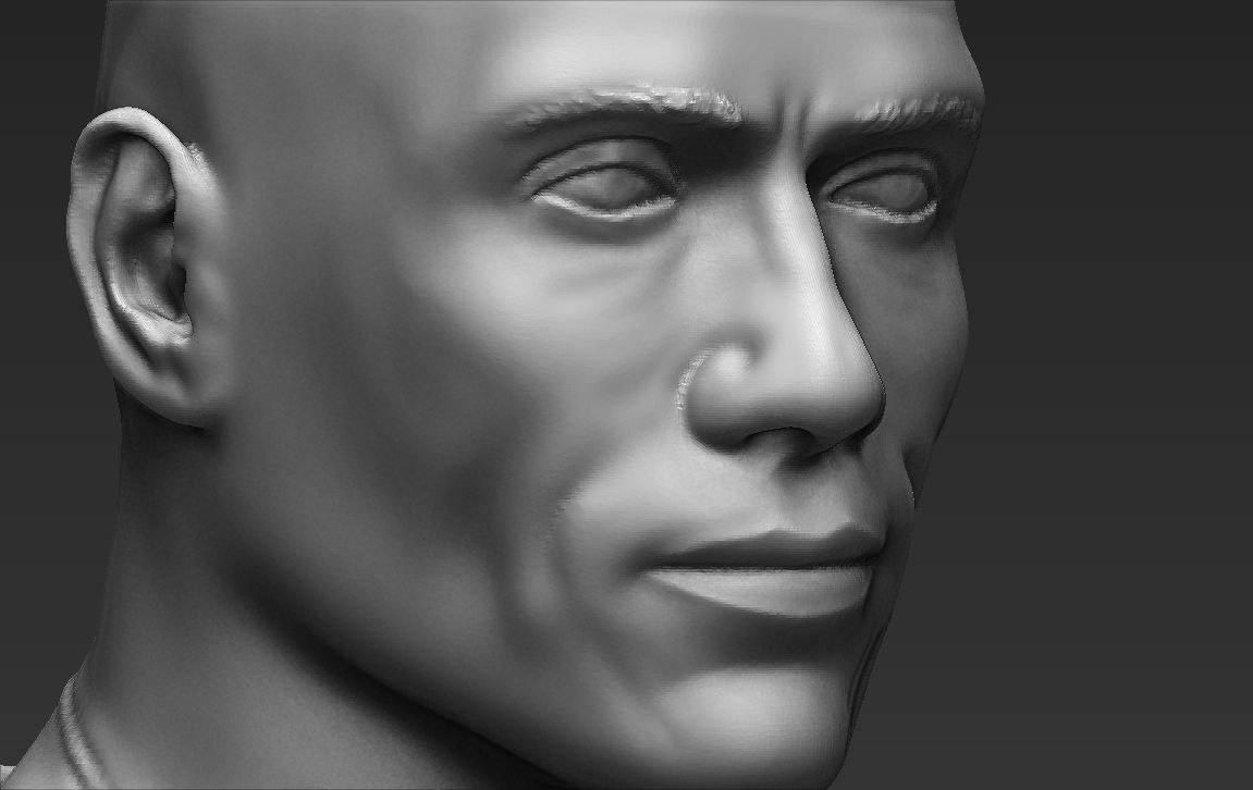 Dwayne Rock Johnson bust ready for full color 3D printing  3D print model_42