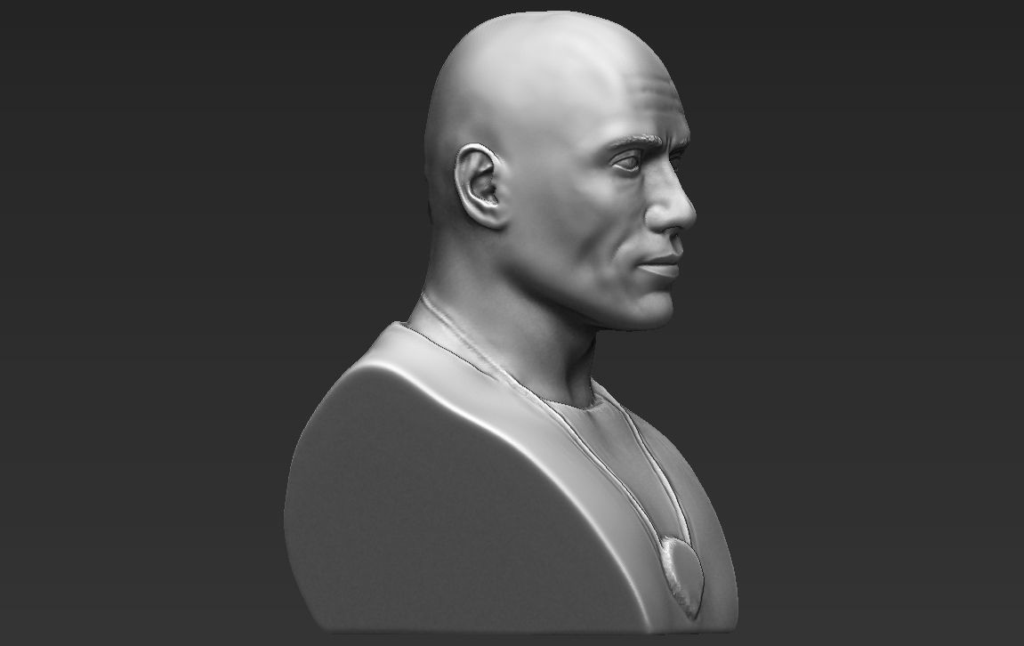 Dwayne Rock Johnson bust ready for full color 3D printing  3D print model_33