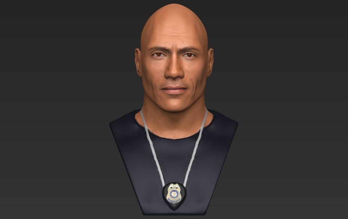 Dwayne Rock Johnson bust ready for full color 3D printing  3D print model_21
