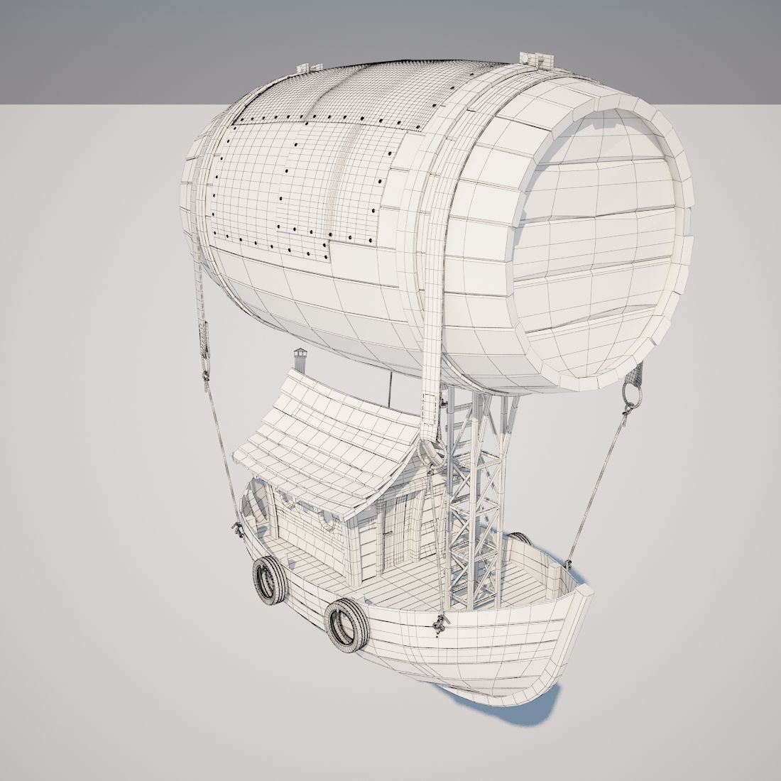 Cartoon Airship 3D model_9