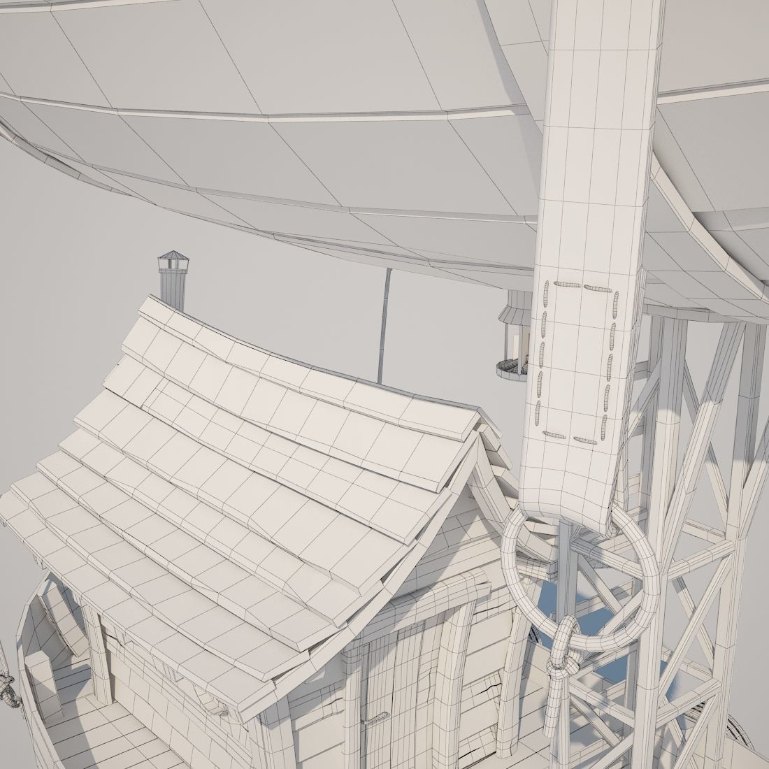 Cartoon Airship 3D model_6