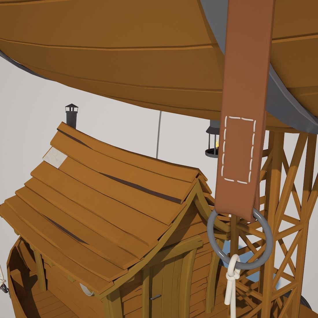 Cartoon Airship 3D model_4