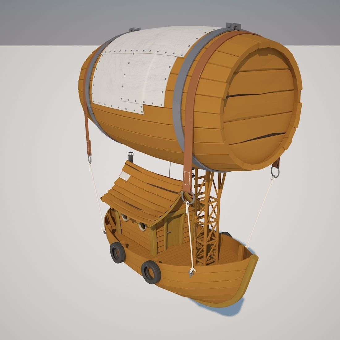 Cartoon Airship 3D model_2