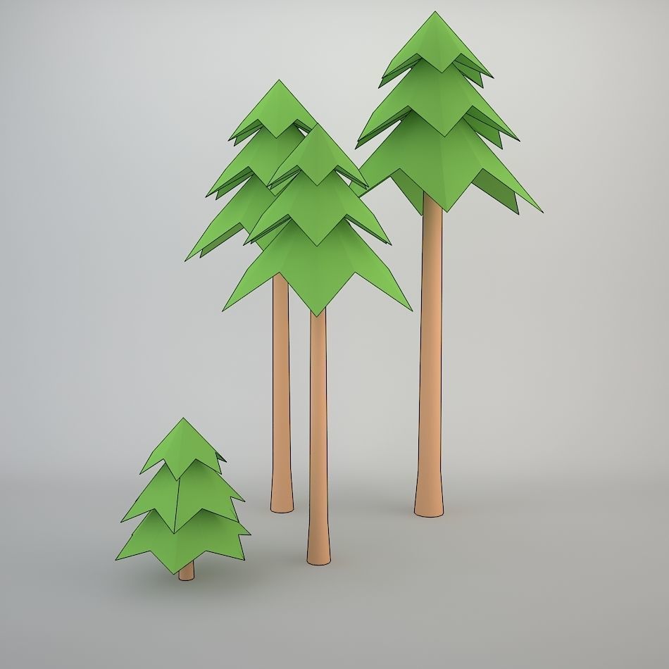 Cartoon Coniferous Tree 3D model_2