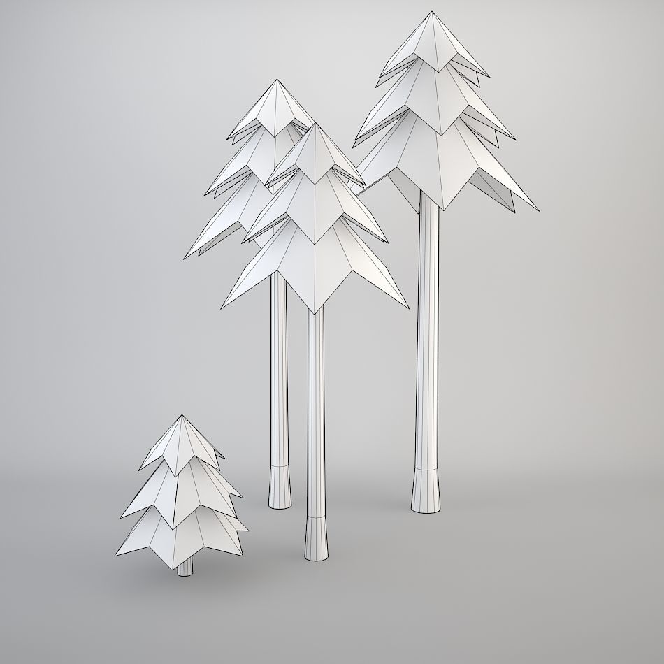 Cartoon Coniferous Tree 3D model_3