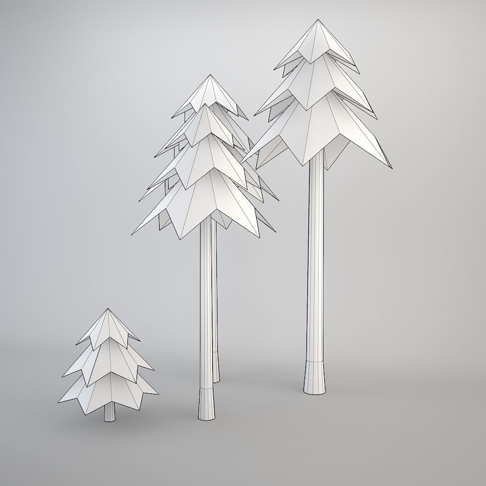 Cartoon Coniferous Tree 3D model_4