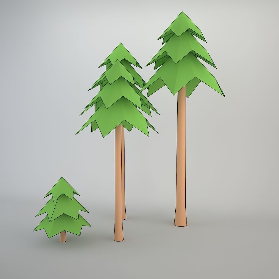 Cartoon Coniferous Tree 3D model_1