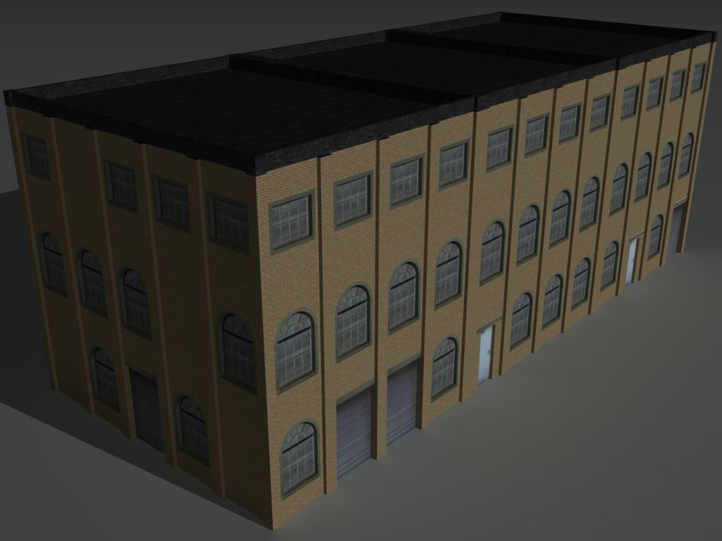 Factory Building Set 3 Low-poly 3D model_4