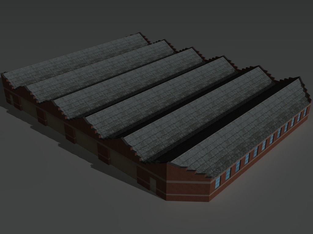 Factory Building Set 3 Low-poly 3D model_18