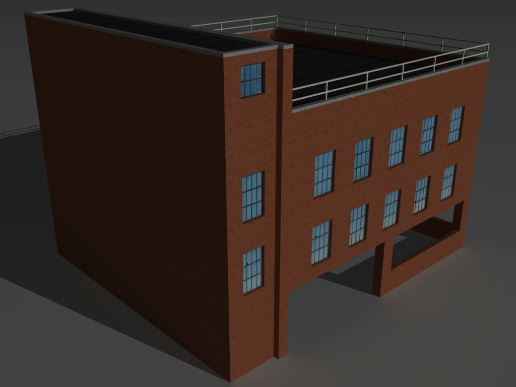 Factory Building Set 3 Low-poly 3D model_7
