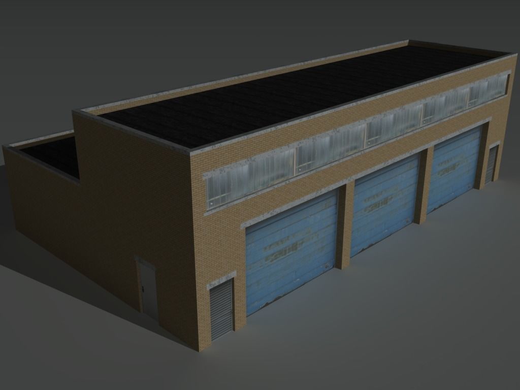 Factory Building Set 3 Low-poly 3D model_14