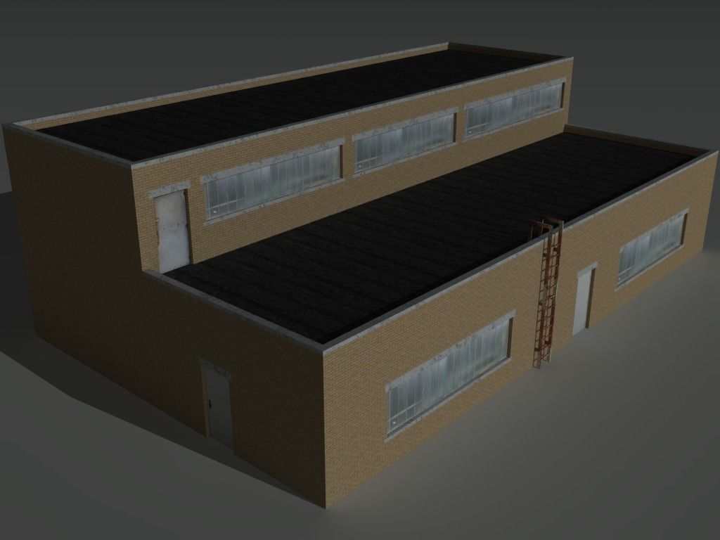 Factory Building Set 3 Low-poly 3D model_12