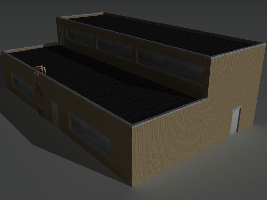 Factory Building Set 3 Low-poly 3D model_13