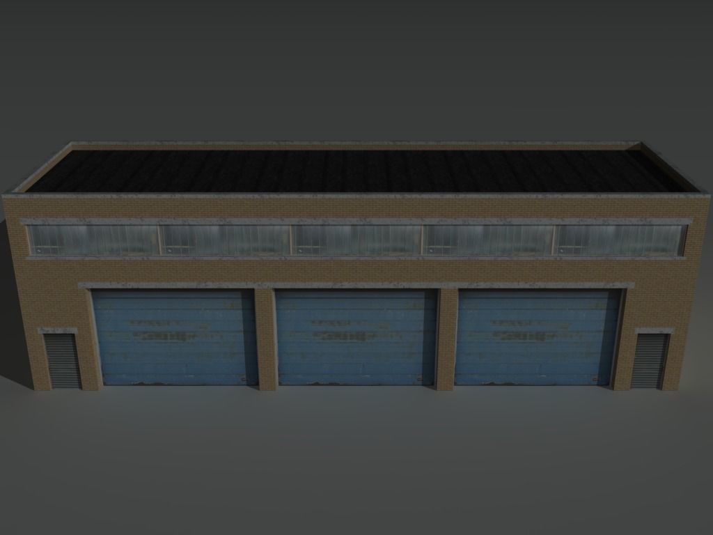 Factory Building Set 3 Low-poly 3D model_11