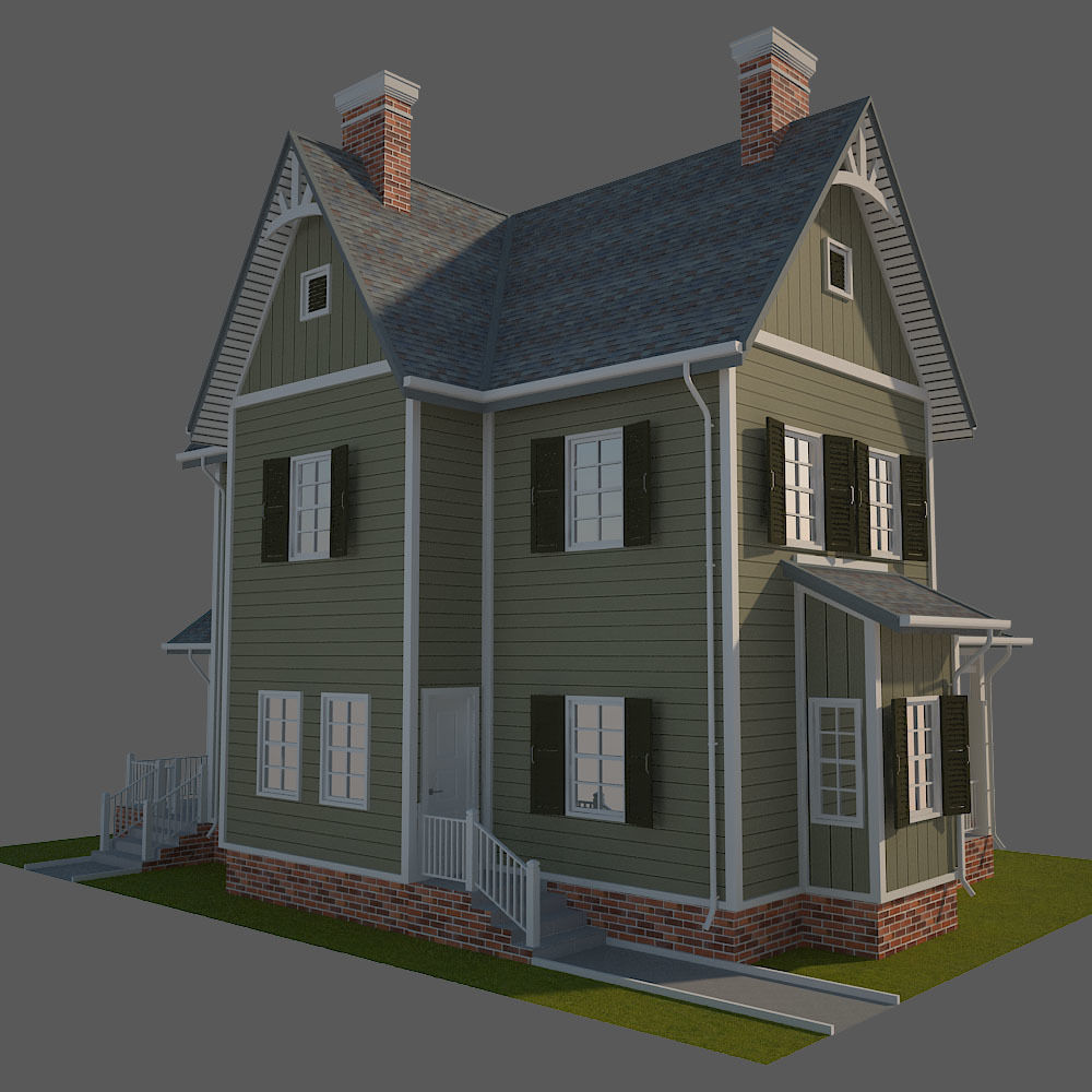 Traditional House 12 Low-poly 3D model_4