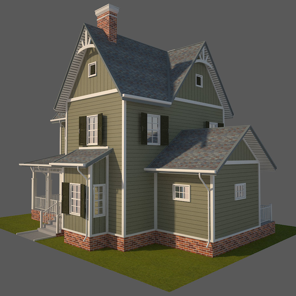 Traditional House 12 Low-poly 3D model_2