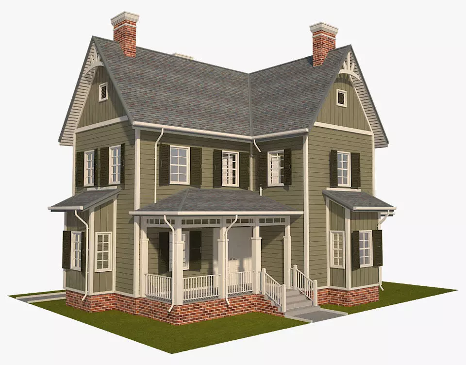 Traditional House 12 Low-poly 3D model_0