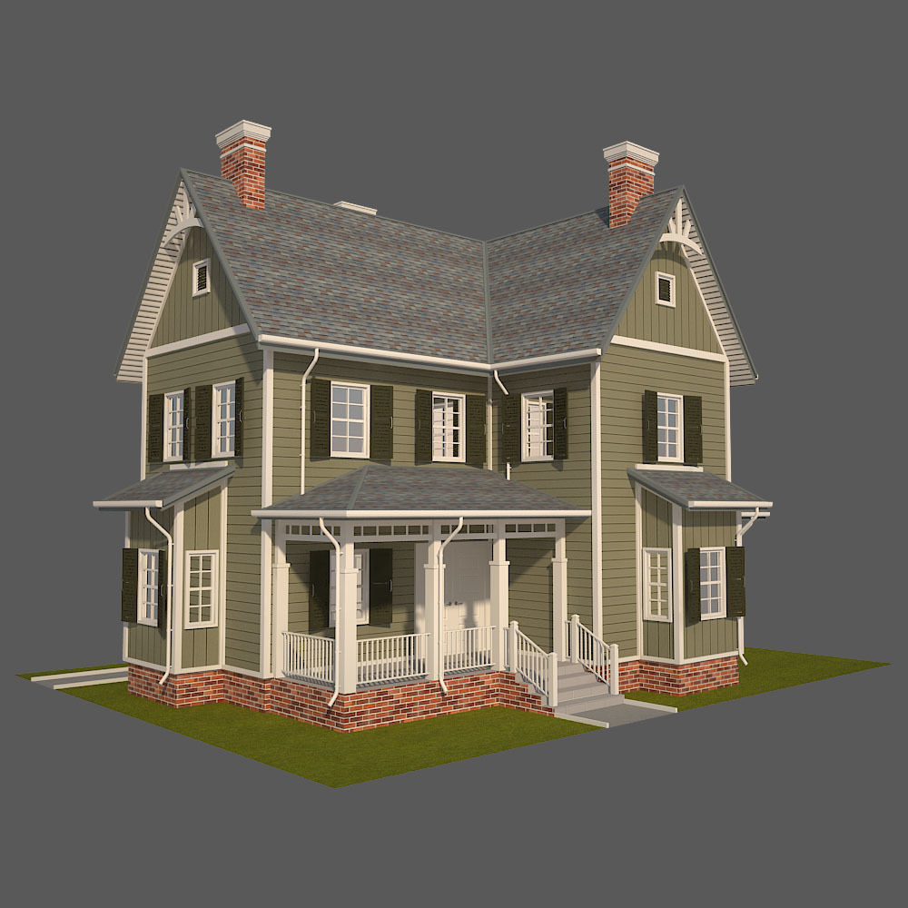 Traditional House 12 Low-poly 3D model_1