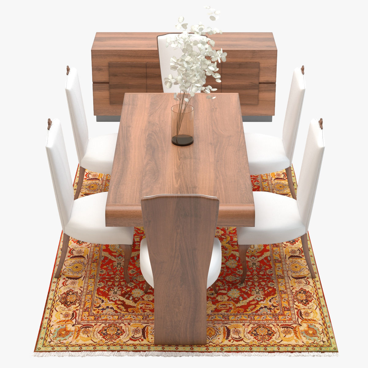 Classic Dining Room Set 3D model_7
