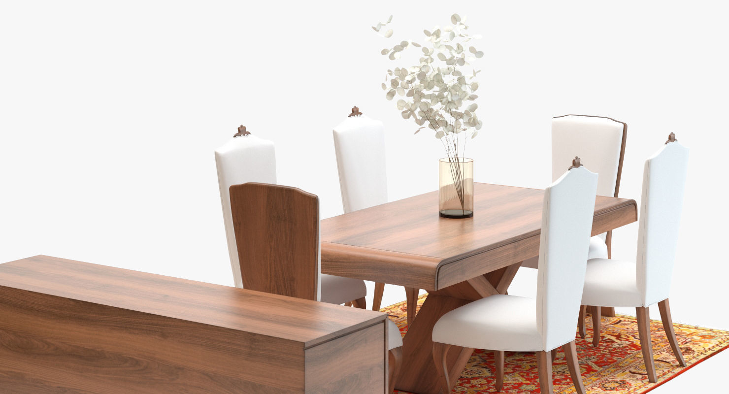 Classic Dining Room Set 3D model_4