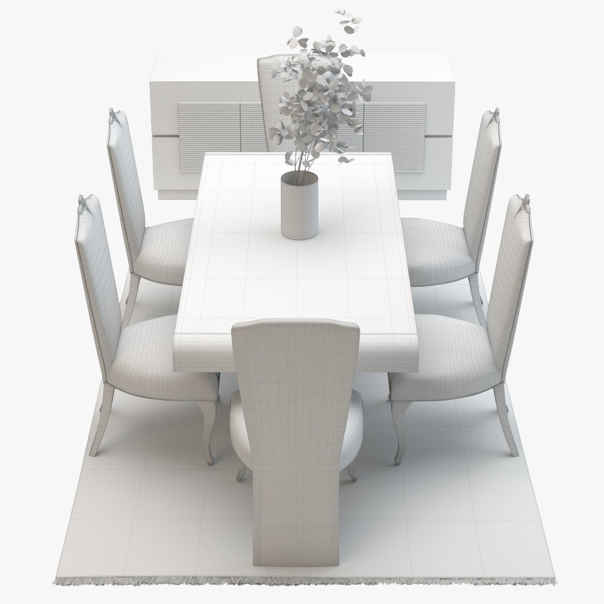 Classic Dining Room Set 3D model_8
