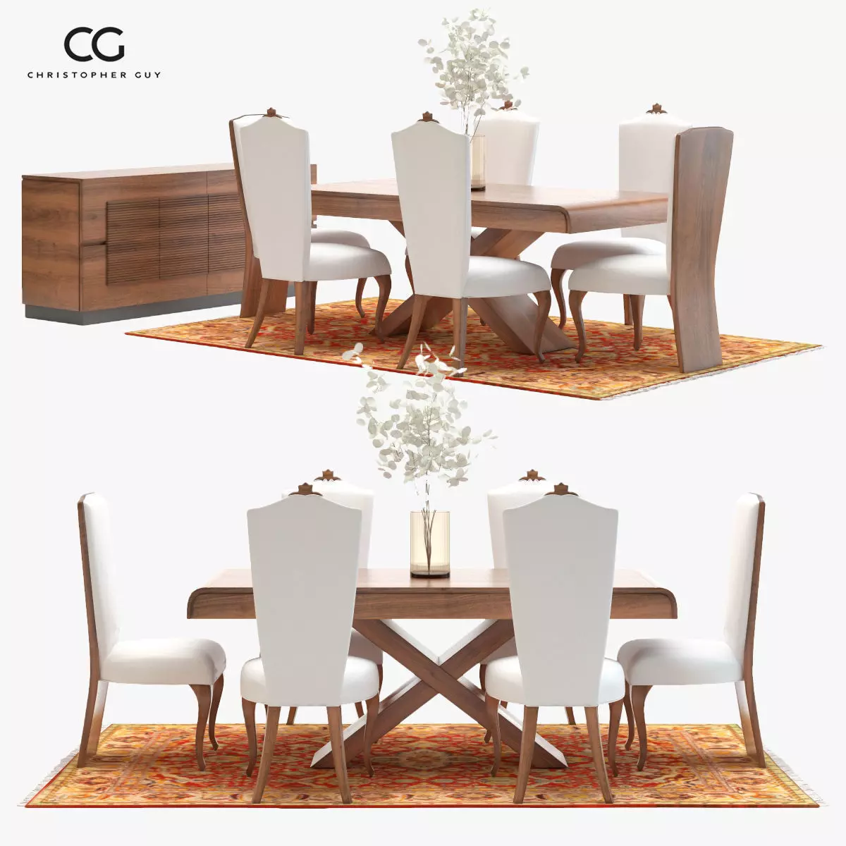 Classic Dining Room Set 3D model_0