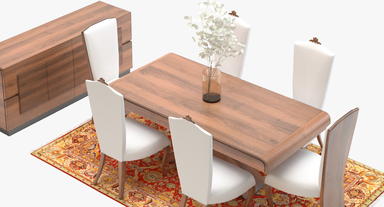Classic Dining Room Set 3D model_5