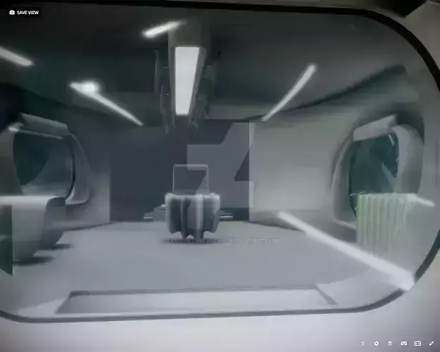 room 3d inside of futuristic train Low-poly 3D model