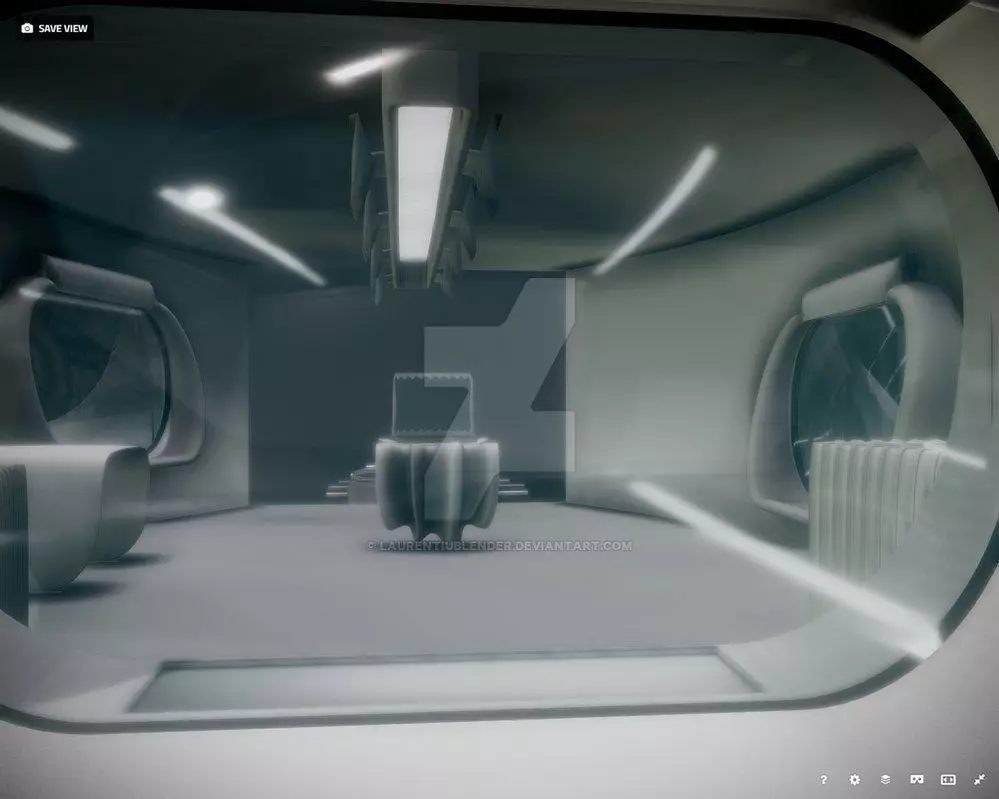 room 3d inside of futuristic train Low-poly 3D model_0