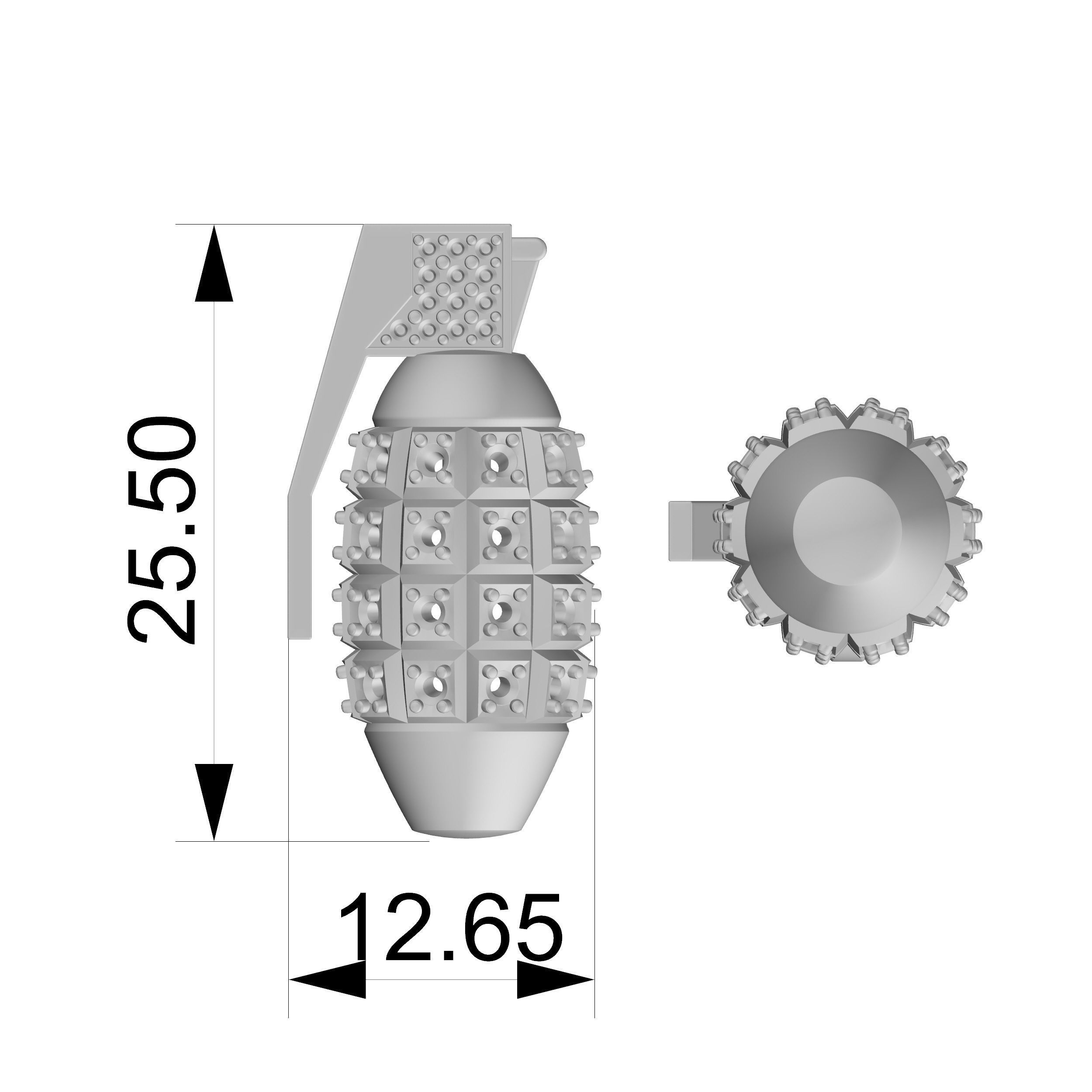 GRENADE pendant 3D print model_2