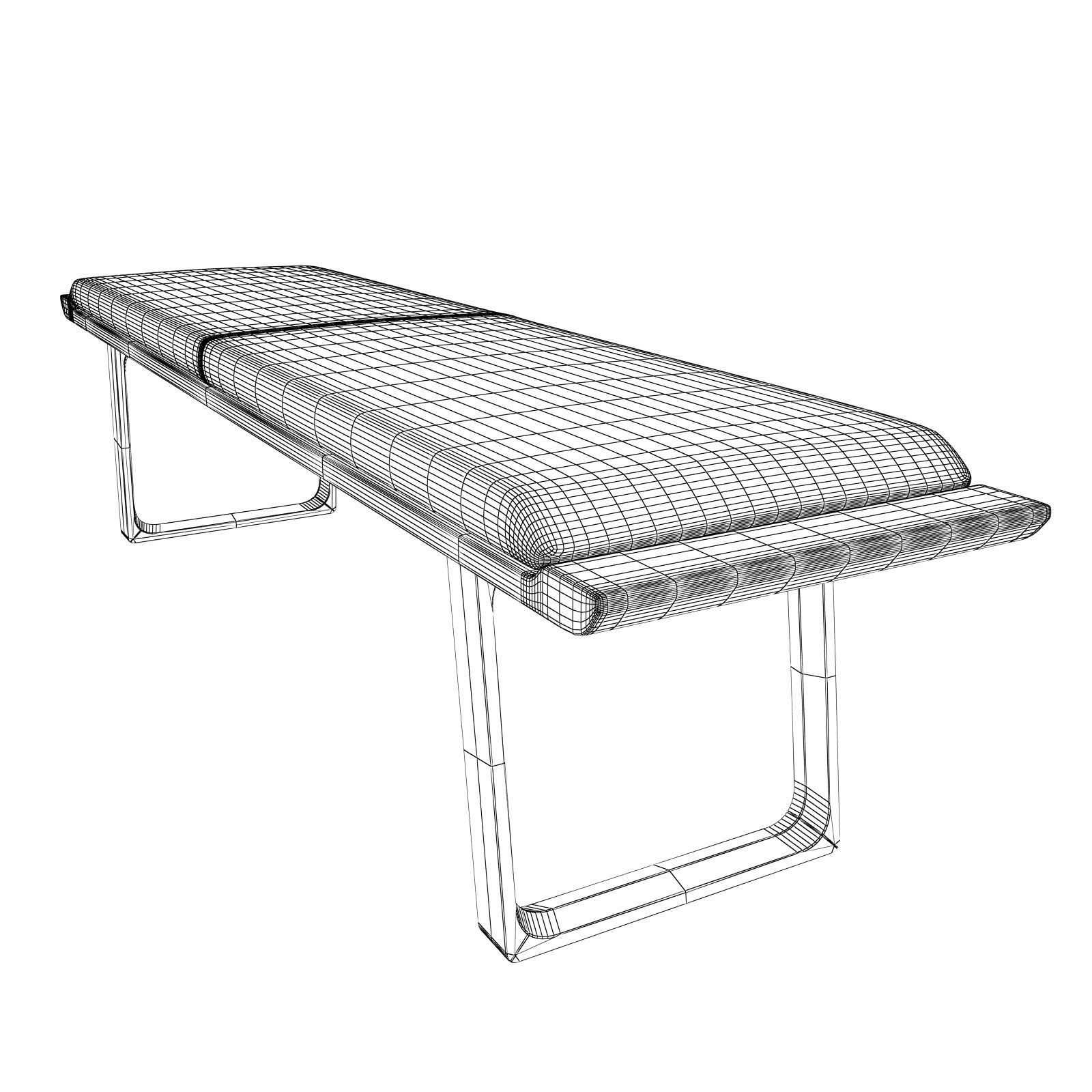 Modrest  Walnut Dining Bench 3D model_2