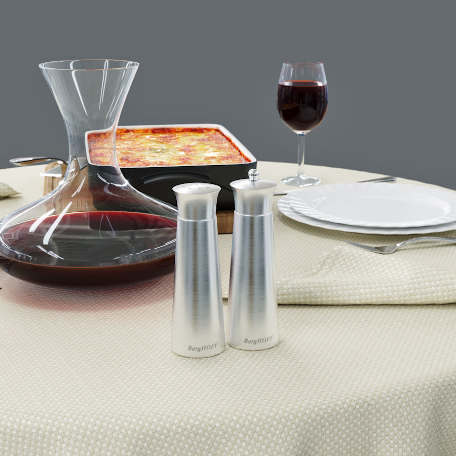 Lasagne Set table with silverware and napkins 3D model_2
