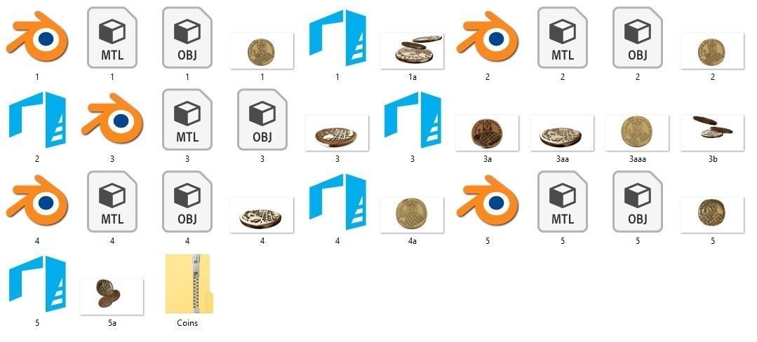 Ancient coins set 3D model_1
