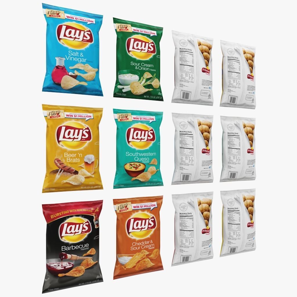 Lays Chips Low Poly  Low-poly 3D model_3