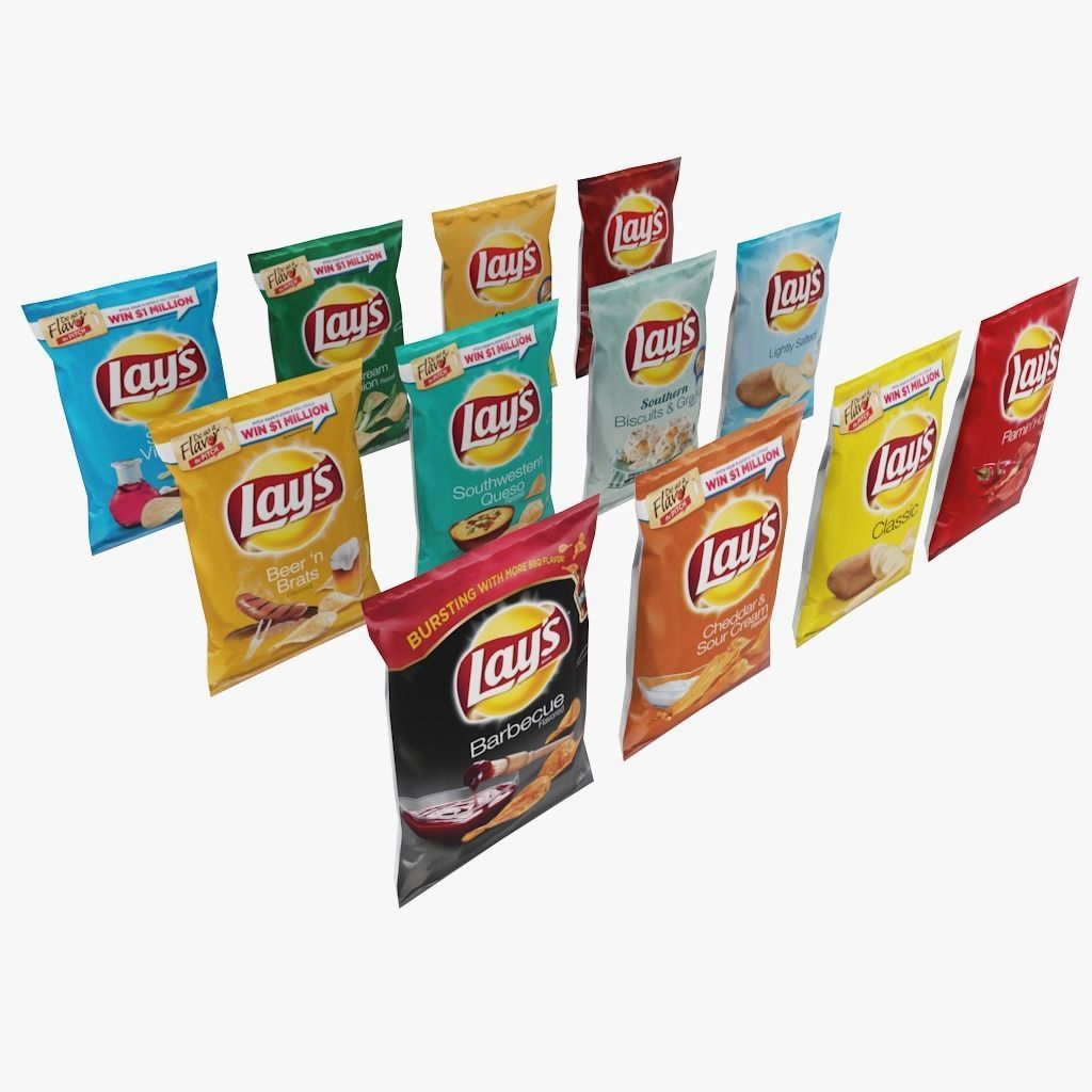 Lays Chips Low Poly  Low-poly 3D model_1