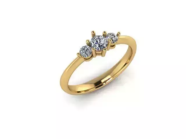 RING11 gold diamond ring with three stones