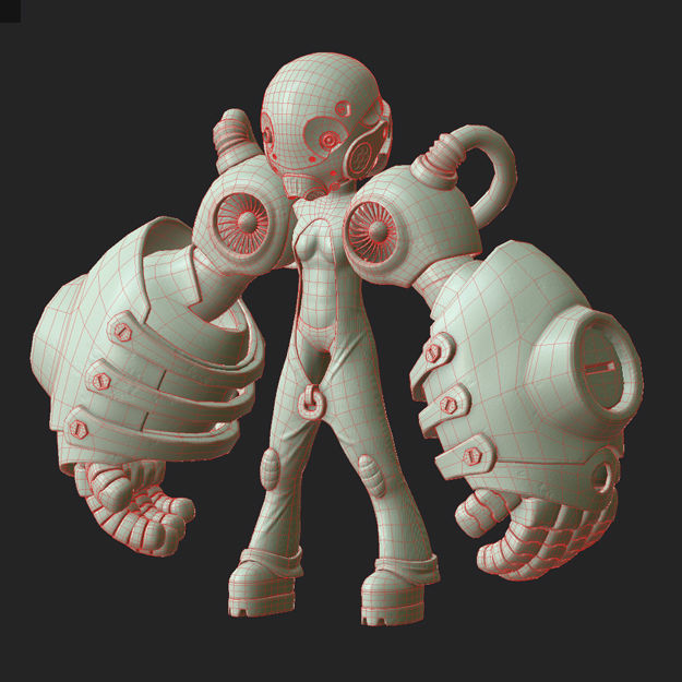 Character - Girl Robot Hardsurface Low-poly 3D model_7
