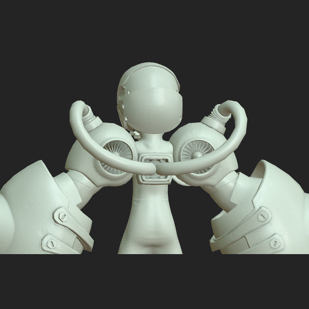 Character - Girl Robot Hardsurface Low-poly 3D model_14