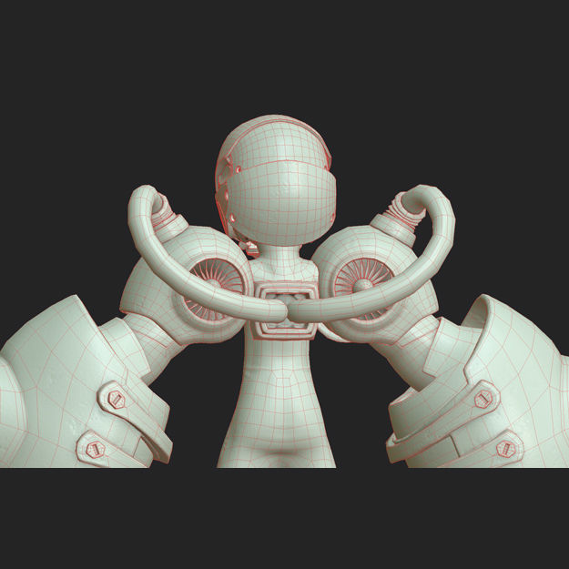 Character - Girl Robot Hardsurface Low-poly 3D model_15