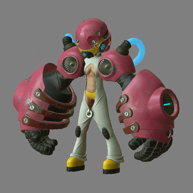 Character - Girl Robot Hardsurface Low-poly 3D model_1