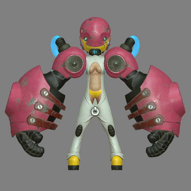 Character - Girl Robot Hardsurface Low-poly 3D model_2