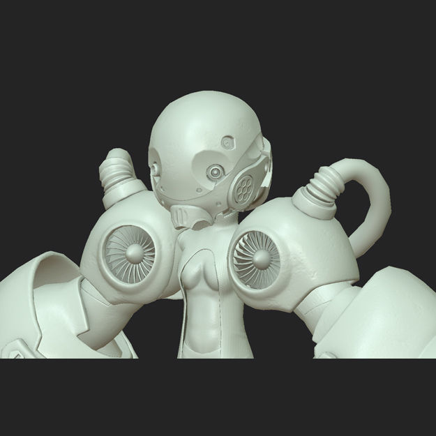 Character - Girl Robot Hardsurface Low-poly 3D model_10