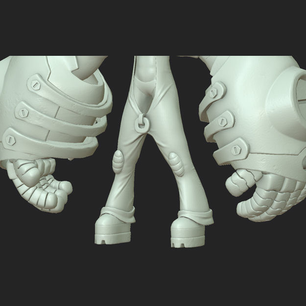 Character - Girl Robot Hardsurface Low-poly 3D model_12